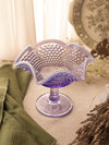 Vintage Westmoreland Lilac Opalescent Glass Hobnail Ruffle Compote