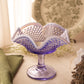 Vintage Westmoreland Lilac Opalescent Glass Hobnail Ruffle Compote