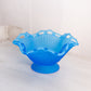 Vintage Westmoreland Medium Blue Satin Glass Lattice Edge Footed Bowl