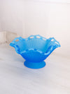 Vintage Westmoreland Medium Blue Satin Glass Lattice Edge Footed Bowl