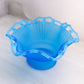 Vintage Westmoreland Medium Blue Satin Glass Lattice Edge Footed Bowl