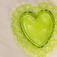 Vintage Westmoreland Medium Green Glass Lattice Heart Dish