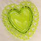 Vintage Westmoreland Medium Green Glass Lattice Heart Dish