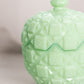 Vintage Westmoreland Medium Green Milk Glass Old Quilt Lidded Dish