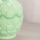 Vintage Westmoreland Medium Green Milk Glass Old Quilt Lidded Dish