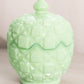 Vintage Westmoreland Medium Green Milk Glass Old Quilt Lidded Dish
