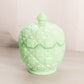 Vintage Westmoreland Medium Green Milk Glass Old Quilt Lidded Dish