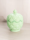 Vintage Westmoreland Medium Green Milk Glass Old Quilt Lidded Dish