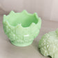 Vintage Westmoreland Medium Green Milk Glass Old Quilt Lidded Dish