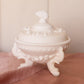 Vintage Westmoreland Off White Matte Glass Lidded Argonaut Shell Dish