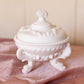 Vintage Westmoreland Off White Matte Glass Lidded Argonaut Shell Dish