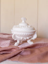 Vintage Westmoreland Off White Matte Glass Lidded Argonaut Shell Dish