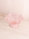 Vintage Westmoreland Pink Glass Footed Bramble Bowl with Ruffle Edge