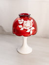 Vintage Westmoreland Red Glass Floral Fairy Lamp White Milk Glass Base