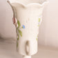 Vintage Westmoreland Rose & Lattice Milk Glass Vase with 2 Handles