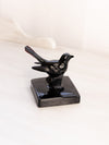 Vintage Westmoreland Small Black Glass Bird on Branch 2 Piece Figurine