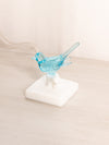 Vintage Westmoreland Small Blue Glass Bird on Branch 2 Piece Figurine