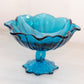 Medium Blue Glass Pedestal Flower Dish
