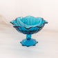 Medium Blue Glass Pedestal Flower Dish