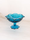 Medium Blue Glass Pedestal Flower Dish