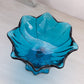 Medium Blue Glass Pedestal Flower Dish