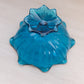 Medium Blue Glass Pedestal Flower Dish