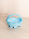 Vintage Westmoreland Small Blue Milk Glass Handled Floral Basket Dish