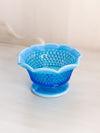 Vintage Westmoreland Small Blue Opalescent Glass Hobnail Footed Bowl