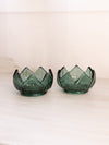 Vintage Westmoreland Small Circular Green Glass Lotus Flower Bowl