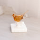 Vintage Westmoreland Small Orange Glass Bird on Branch 2 Piece Figurine