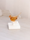 Vintage Westmoreland Small Orange Glass Bird on Branch 2 Piece Figurine
