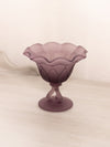 Vintage Westmoreland Small Purple Satin Glass Compote with Ruffle Edge