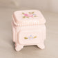 Vintage Westmoreland Small Square Pale Pink Milk Glass Floral Lidded Dish