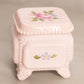 Vintage Westmoreland Small Square Pale Pink Milk Glass Floral Lidded Dish