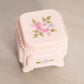Vintage Westmoreland Small Square Pale Pink Milk Glass Floral Lidded Dish