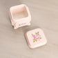 Vintage Westmoreland Small Square Pale Pink Milk Glass Floral Lidded Dish