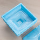 Vintage Westmoreland Square Blue Milk Glass Old Quilt Lidded Dish