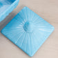 Vintage Westmoreland Square Blue Milk Glass Old Quilt Lidded Dish