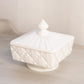 Vintage Westmoreland Square White Milk Glass Old Quilt Lidded Dish