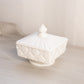 Vintage Westmoreland Square White Milk Glass Old Quilt Lidded Dish