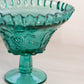 Vintage Westmoreland Teal Green Glass Grape Compote with Crimped Edge