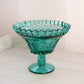 Vintage Westmoreland Teal Green Glass Grape Compote with Crimped Edge