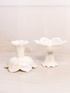 Vintage Westmoreland White Iridescent Mother of Pearl Milk Glass Lotus 2-Way Candleholder