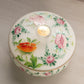 Vintage White Cased Glass Hand-painted Floral Lidded Dish