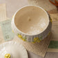 Vintage White Ceramic Dish with Yellow & Green Floral Details