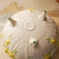 Vintage White Ceramic Dish with Yellow & Green Floral Details