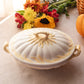 Vintage White & Cream Wheat Lidded Handled Tureen Dish