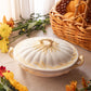 Vintage White & Cream Wheat Lidded Handled Tureen Dish