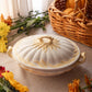 Vintage White & Cream Wheat Lidded Handled Tureen Dish