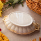Vintage White & Cream Wheat Lidded Handled Tureen Dish